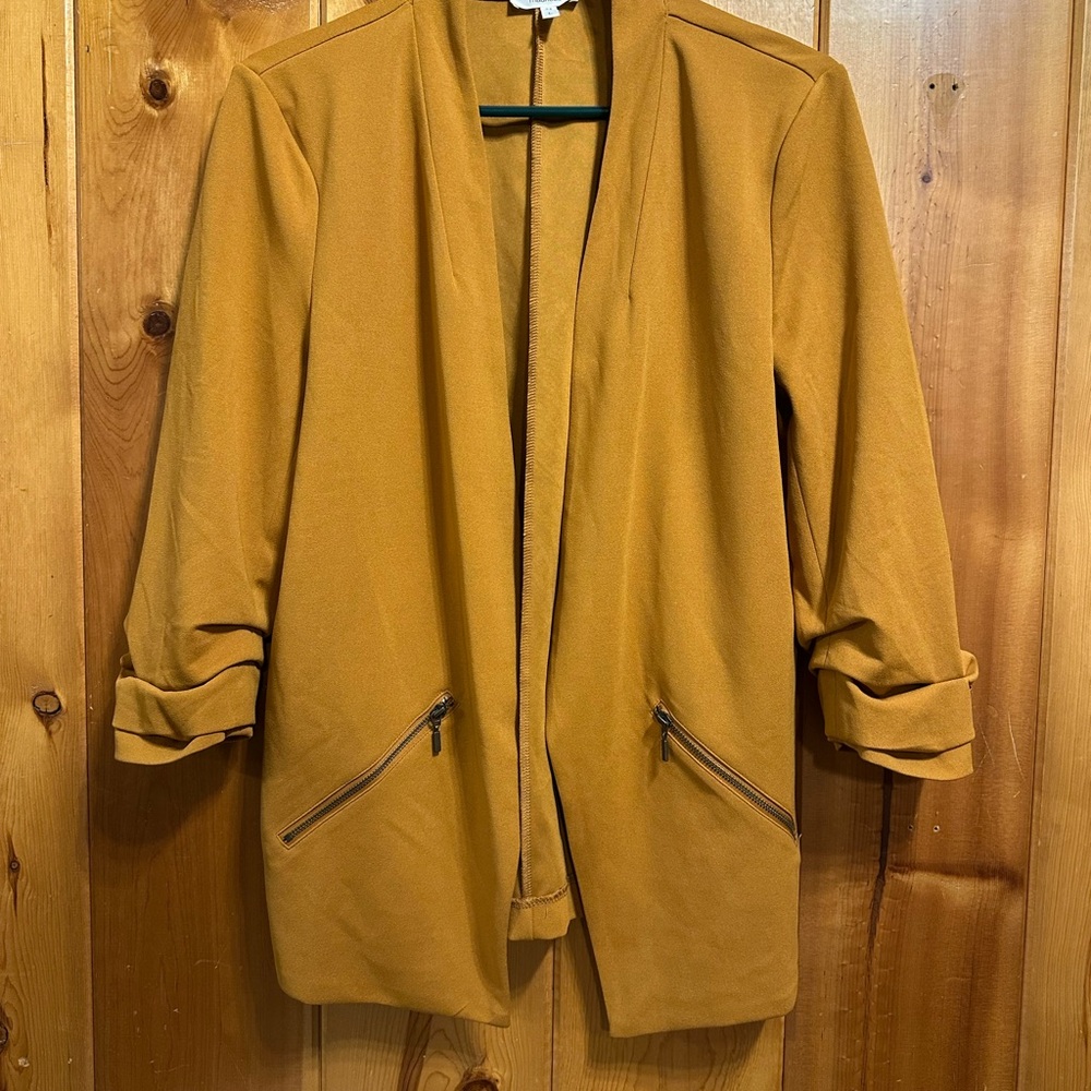 Maurices Yellow Blazer Relaxed Fit Open Front